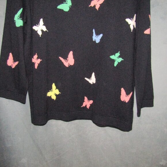 Talbots Navy Blue Multicolor Butterfly Sweater Women Size XL Long Sleeve New Tag - Picture 3 of 8